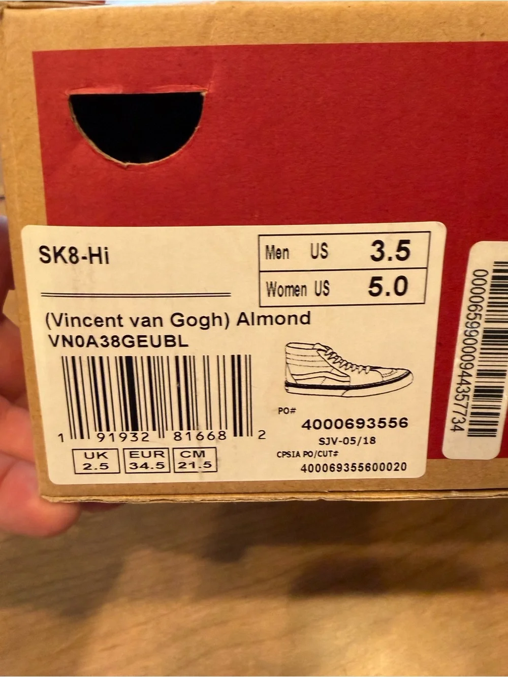 NIB Vincent Van Gogh x Vans Sk8-Hi 'Almond Blossom' 2018 Release Women’s 5